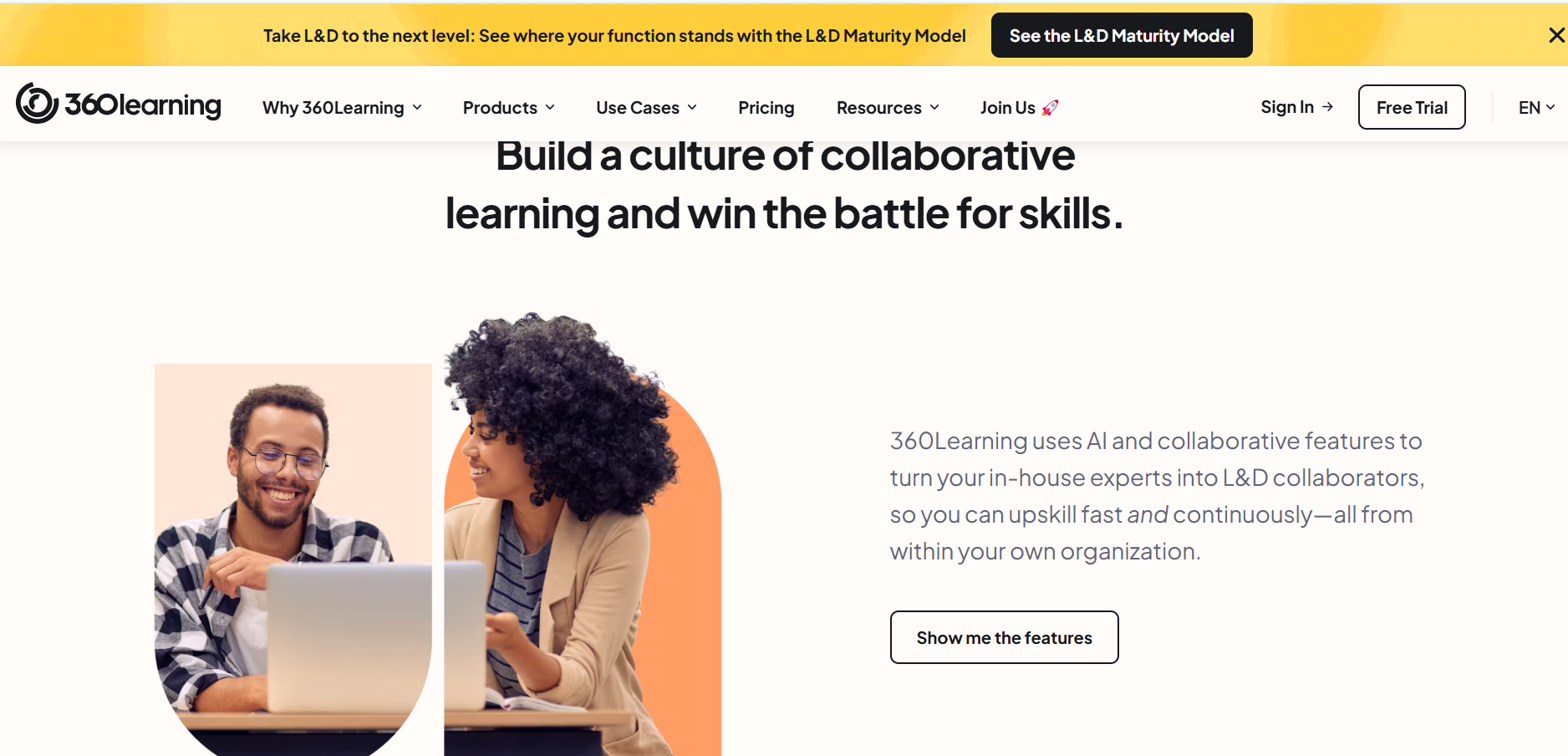 A screenshot of 360Learning home page
