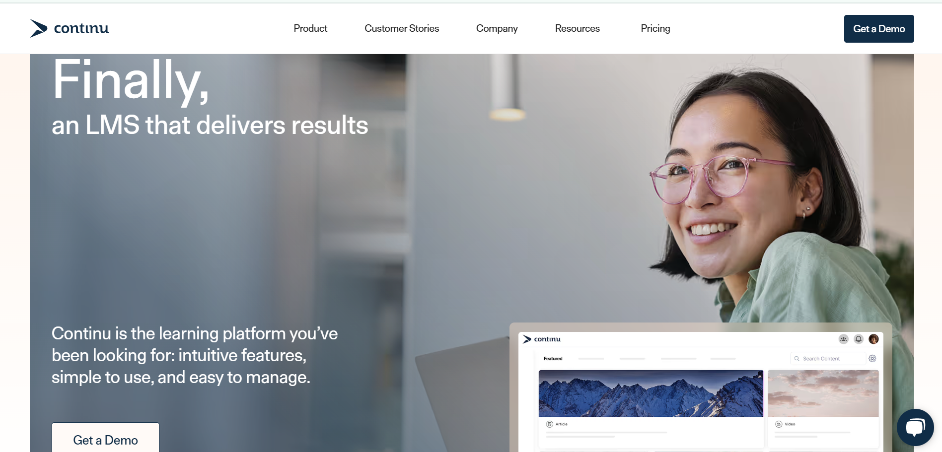 A screenshot of Continu’s home page