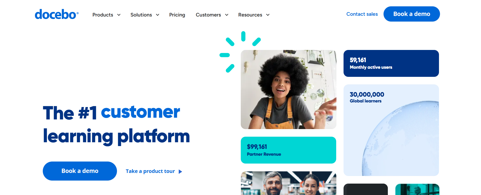 A screenshot of Docebo’s home page.