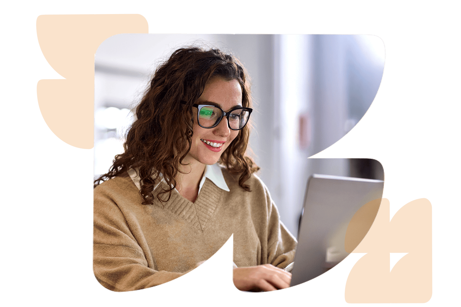 Person on computer happy